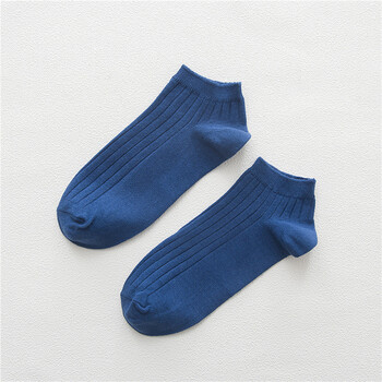 5双装袜子男士短袜四季纯棉低帮薄款船袜夏季浅口防臭短筒运动袜 蓝色