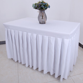 酒店会议桌布签到桌裙台裙办公展会活动多色布艺桌套桌罩 白色 240*40