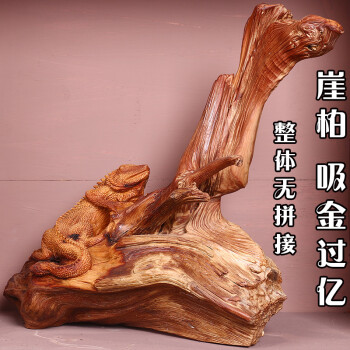 典艺阁太行崖柏根雕吸金过亿实木手工雕刻蜥蜴整体无拼接财源滚滚客厅