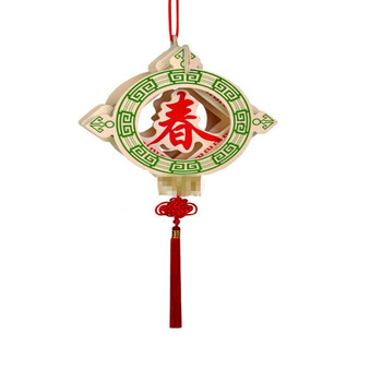 木制立体拼图 四联仿真灯笼拼装模型 手工中国结灯笼春节装饰玩具