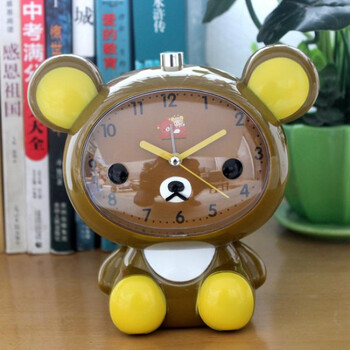 静音小闹钟学生床头儿童卡通语音会说话带夜灯闹 3598棕色