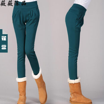 薇薇陈品2015哈伦裤小脚休闲长裤秋冬款加绒加厚女裤8830-1 深卡其色 XL