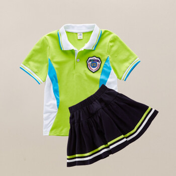 园园服夏装小学生校服套装英伦班服六一儿童合唱服演出服 女孩荧光绿