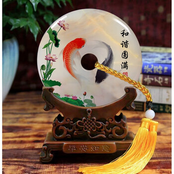新品可玉石平安扣摆件家居客厅玄关电视柜装饰工艺品结婚礼物 和谐