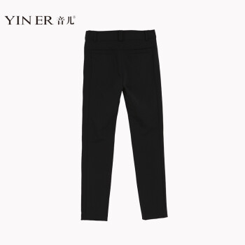 YINER音儿2016春装 弹力中腰拼接修身小脚裤84320210 黑色 165/42/XL.