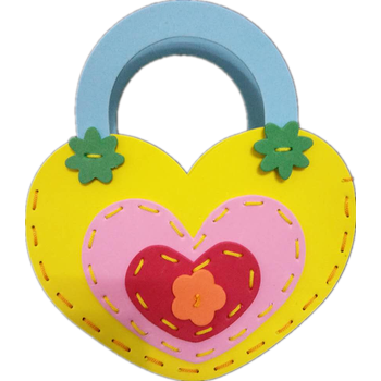 eva儿童卡通手工粘贴缝制包包玩具 黄色爱心