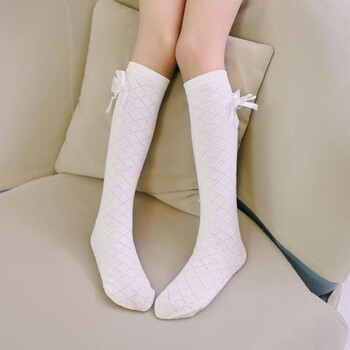 中筒袜儿童长筒袜宝宝过膝纯棉春秋薄款高筒夏季半截堆堆袜子 白色