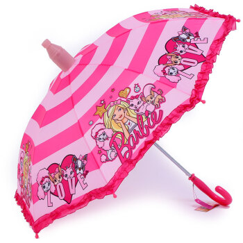 芭比（Barbie）儿童雨伞女孩学生加固防水雨伞带伞套 B-021