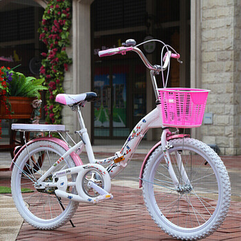 折叠自行车公主车18-20-22寸学生女生游玩 白胎单速款 22寸