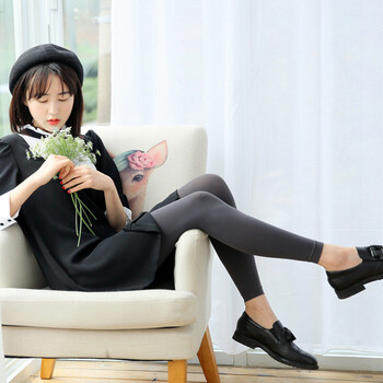 丝滑哑光裤袜 天鹅绒九分打底袜女 春秋丝袜黑灰色9分袜leggings 黑色