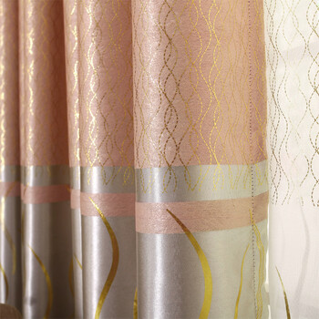 简约现代客厅卧室书房条纹植绒全遮光布成品定制窗帘布 宽3.0*高2.