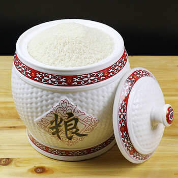 景德镇陶瓷米桶米缸10kg20斤厨房大米面粉陶瓷带盖密封储物罐水缸