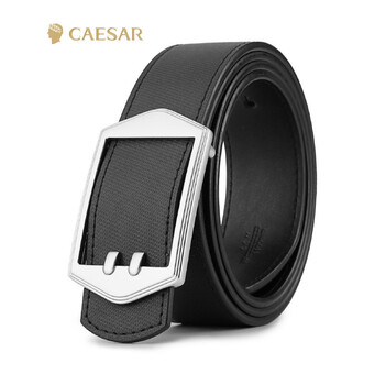 凯撒大帝caesar 男款黑色牛皮简约休闲板扣皮带 黑色 均码