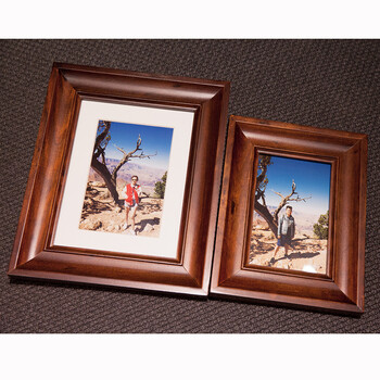 实木相框 相框摆台组合挂墙相架 木质相框 深棕色 无卡纸 16寸406x305