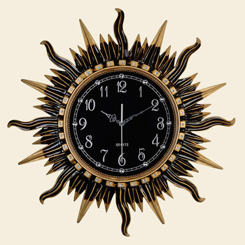 太阳挂钟时钟静音客厅酒店大厅墙壁钟表挂表家用创意美式复古欧式 古