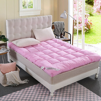 榻榻米加厚折叠防滑双人床褥子垫被 羽丝绒床垫子 粉色-羽丝绒 1.0*2.