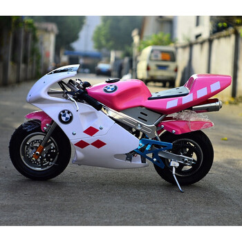 【全新升级】迷你小摩托车跑车小型摩托车49cc汽油沙滩车 新粉白方块