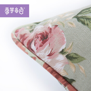 香芋谷色 日式棉麻布艺靠包 欧式田园印花靠枕套 办公室抱枕靠垫 微花园 中国风情 60x60cm抱枕套-不含芯