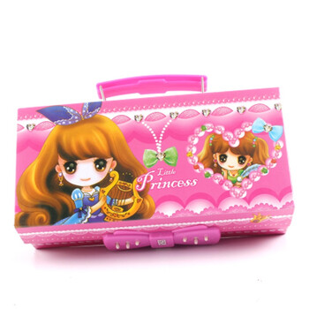 创意多功能三层铅笔盒男女小学生儿童可改密码文具盒奖品 三层爱心