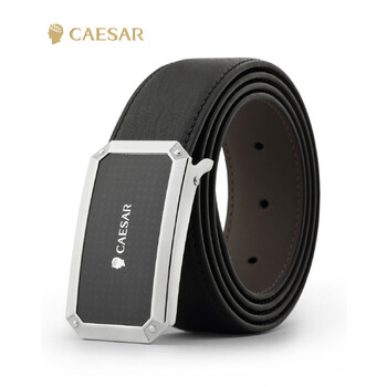 凯撒大帝caesar 男款黑色牛皮简约休闲板扣皮带 黑色 均码