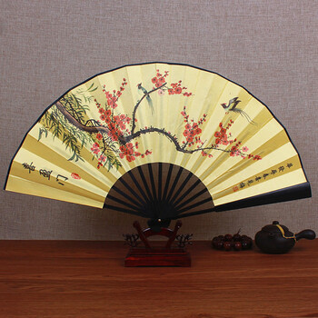 三锦10寸丝绸大绢扇中国风男士古风折扇竹扇工艺礼品折叠广告扇子