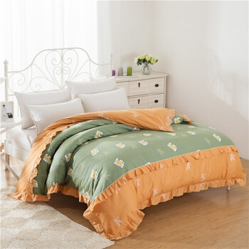 一米五的被套单件夏季空调被花边粉色荷叶边公主粉薄纯棉被罩学生 拉