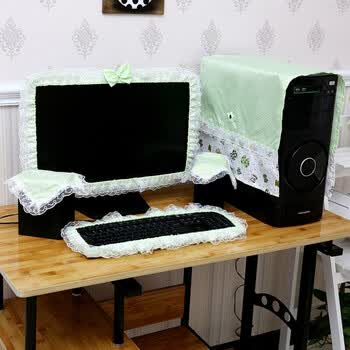 蕾丝可爱创意台式机液晶电脑五件套电脑罩子边框防尘装饰圈 满天星