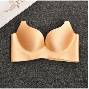 片式横拉丝光面无痕无钢圈舒适小胸聚拢调整型文胸厚薄款内衣女 金色