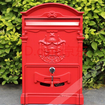 信箱欧式别墅复古邮箱信报箱挂墙室外防锈报纸杂志箱邮筒 红色