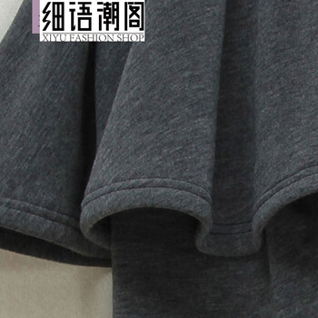
                                        细语潮阁2015秋冬新品棉不倒绒假两件小脚大码加厚加绒打底裤裙女 黑色 S                