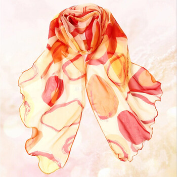 玖霖 围巾女纱巾韩版不对称斜角卷边头巾长款丝巾 桔色_现价-1元