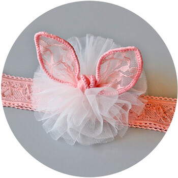 满月百天宝宝公主发饰头饰儿童头花 白色蕾丝兔耳朵fd01