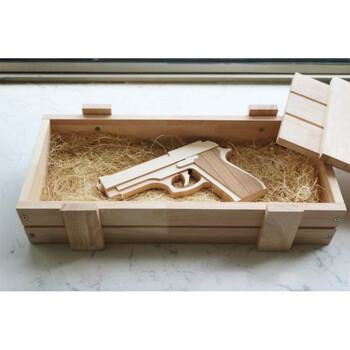 仿真连发木枪 橡皮筋木质 木制儿童玩具 软弹木头枪 实木礼盒 需和枪