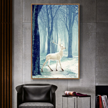 玄关挂画北欧客厅装饰画麋鹿壁画 森林鹿 50cmx70cm