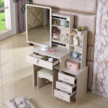 小型梳妆台小户型收纳现代化妆桌迷你化妆柜卧室多功能简 a2雪松色四