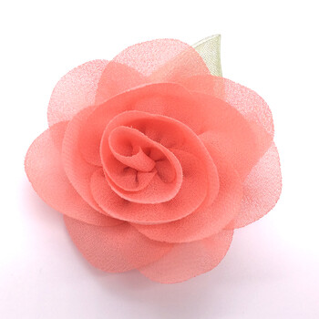 韩版儿童头饰小女孩雪纺花朵发夹宝宝发卡边夹儿童发饰头花饰品 粉色