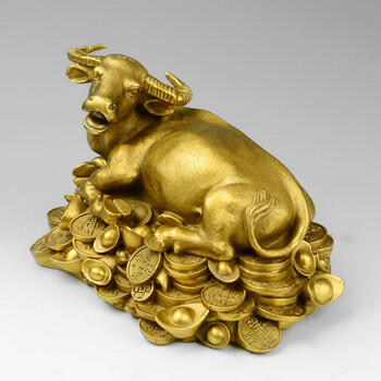 铜牛摆件 生肖牛工艺品办公室客厅电视柜家居装饰品 6寸