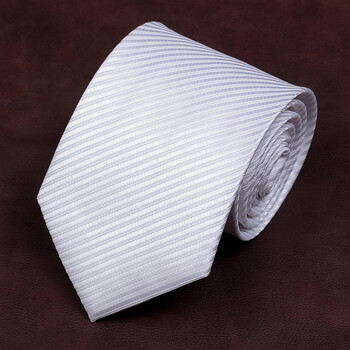 仅景正品白色领带男士商务正装宴会礼服领带拉链一拉得白领带 8cm宽