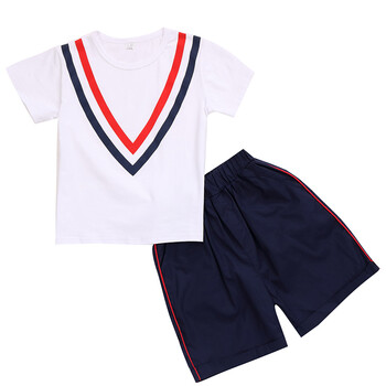 小学生校服夏装纯棉短袖英伦风夏天儿童班服幼儿园园服毕业照服装 v领