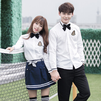 男女学生英伦学院风休闲套装班服校服制服工作服情侣装水手服 男海军