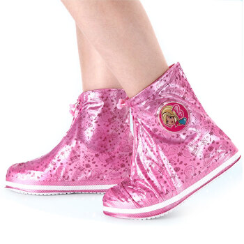 芭比（Barbie）儿童便携式雨鞋套加厚平底女童防滑防水小学生雨靴套(夜光标) BXT-003 L码