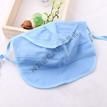 口罩女防晒大护颈短薄防尘骑车透气棉面罩遮阳可清洗 夏天款 纯色蓝色