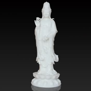 汉白玉观音菩萨雕像 礼赠供奉石雕摆件南海观音佛像汉白玉工艺品 高度