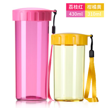 
                                        特百惠水杯莹彩雅致情侣水杯子套装 荔枝红430ML+柑橘黄310ML                