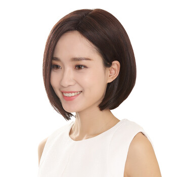 卡琦诺 假发女短发bobo头中分发型真发假发女逼真短直发假发套 深棕色