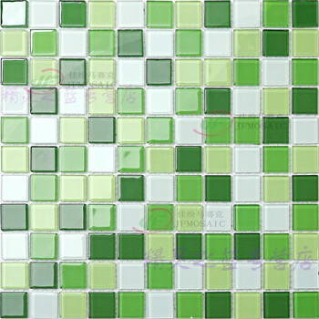 泳池卫生间浴室背景墙水晶水池鱼池厨房瓷砖 绿白 30x30