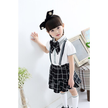 jln六一小学生合唱主持人服装礼服儿童节表演服男女童学生短袖sn7255