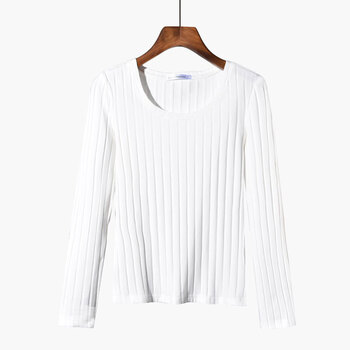 长袖圆领t恤修身百搭大码棉内搭保暖衣服女加厚加绒 米白色(常规款) s