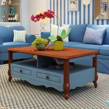 地中海茶几美式乡村家具茶几客韩式茶几田园风格电视柜茶几组合 仿古