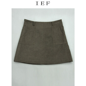 爱依服IEF2015秋季短裙女装紧身裙收腰人造革仿真皮鹿皮绒半身裙6830F-4502R- 军绿色 M